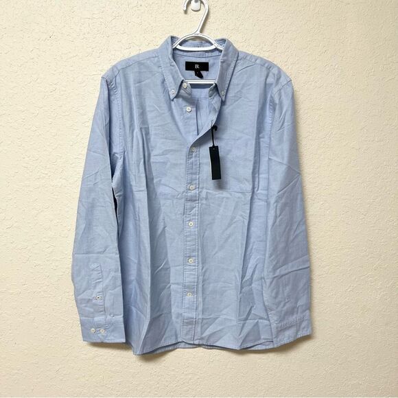 NWT Banana Republic Men's Standard Fit Blue 100% Cotton Button Down Shirt Sz L - Picture 1 of 8